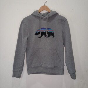 Patagonia Uprisal Hoody Fitz Roy Bear Mens XS Gray Pullover Sweatshirt